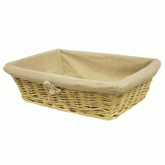 Banneton rectangle "Boulangère" osier naturel toile de jute 35x25x10cm - par 20