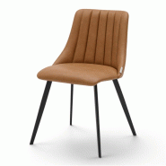 Bistromania Chaise MILAN - Similicuir marron - pieds métal noir - L 48 x P 44 x H 78 cm - H assise 46 cm - marron cuir EX026