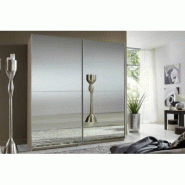 DRESSING CLAPTON 135 CM FAÇADE 2 PORTES COULISSANTES MIROIRS STRUCTURE CHÊNE