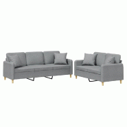 Ensemble de canapés 2 pcs coussins gris clair tissu Modèle Elvaron - 8721012071018