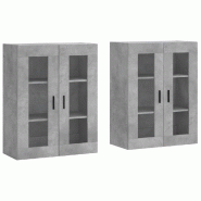 Helloshop26 - Lot de 2 armoires murales pratiques rangement mural 69,5 x 34 x 90 cm en bois d'ingénierie gris béton 02_0055441 - gris verre 30002390