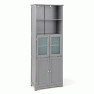 Helloshop26 - Meuble de rangement salle de bain 60 x 30 x 163 cm 6 niveaux de rangement design moderne en MDF gris 20_0012752 - 3000227387677