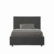 Lit Queen Size En Microfibre Gris Mika Avec Conteneur Rembourré 120X190 - gris VE1219MIKA041-CT
