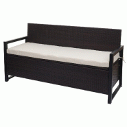 Mendler Poly-Rattan Banc 3 places HWC-F39, Banc de jardin Banc coffre, rangement Coussin d'assise ~ brun, coussin crème - marron plastique 76588+76602