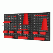 Organiseur mural polyvalent 120 x 60 x 2 cm pour outils et accessoires pratique design en métal rouge 20_0012943 - rouge métal 3000227497925