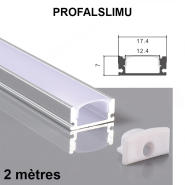 Profilé 2m alu en u et diffuseur opale -  référence profalslimu