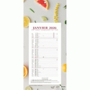 Quo Vadis - Bloc mensuel - 2026 - Français - Multicolore motif agrumes - 12 mois de janvier à décembre - 16x33,5 cm - Papier Clairefontaine blanc - Quo Vadis - Bloc mensuel - 2026 - Français - Multicolore motif agrumes - 12 mois de janvier à décembre - 16x33,5 cm - Papier Clairefontaine blanc -