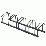 Râtelier pour 5 vélos au sol 145 x 33 x 27 cm rangement compact pneus 65 mm fixation prépercée moderne en acier noir 21_0006929 - noir acier 30002