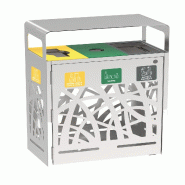 ROSSIGNOL Corbeille de tri anti-nuisible en inox 316 3x60L avec couvercle calibrée + stickers CYBEL EXTREME - gris inox 51448