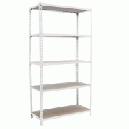 SimonRack Étagère Rangement 2000x1100x300 mm, 5 niveaux, plateaux en bois, charge 200 kg par niveau, Blanc - Maderclick - métal 8425437077784