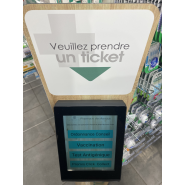 Solution de gestion de file d'attente - Tickets ou file unique - Borne, distributeur, écrans et logiciel Solution de gestion de file d'attente - Tickets ou file unique - Borne, distributeur, écrans et logiciel