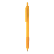 Stylo à bille en plastique - grip en caoutchouc coloré - couleur jaune - encre bleue - 6 g Stylo à bille en plastique - grip en caoutchouc coloré - couleur jaune - encre bleue - 6 g
