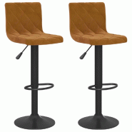 VidaXL Tabourets de bar lot de 2 marron velours Modèle Lofty Élégance - 333729