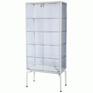 Vitrine cadre alu blanc 80x40x180cm - tablettes réglables - serrure - Gamme Design aluminium blanchi