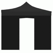 Bâche Latérale Noire Imperméable De 3X2 M Avec Porte Enroulable Pour Tonnelle Pliante - noir textile 8055829982220_0