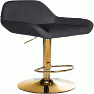 Décoshop26 - Tabouret de bar x1 avec repose-pieds et accoudoirs en similicuir noir piètement en trompette métal doré 10_0006022 - noir métal 3000