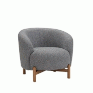 FAUTEUIL GROLL TISSU GRIS PIÉTEMENT BOIS CLAIR