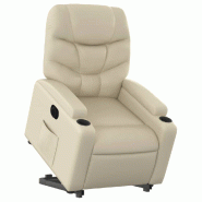 Fauteuil inclinable électrique crème similicuir Modèle Nelvarine - 8721012171619