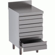 KBS Gastrotechnik KBS Armoire à tiroirs 4 tiroirs 500x600x850 mm avec rebord inox - inox 90611103