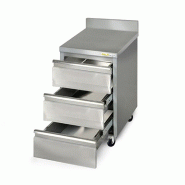 Meuble inox 3 tiroirs 500 x 600 mm adossée sur roulettes / GOLDINOX - gris inox 3701770820719