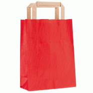 Sac kraft poignées plates rouge 19+8X25cm- par 50