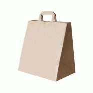 Sac traiteur kraft brun poignées plates 32x16x35cm - par 250