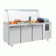 Saladette réfrigérée 3 portes 4x gn 1/1 vitre droite pro line - P7489.5155