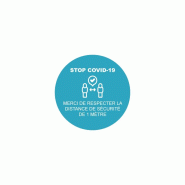 Sticker rond marquage au sol "Merci de respecter la distance de sécurité de 1 mètre" - Bleu