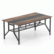 Table de conférence 180 x 96 x 76 cm pour 6-8 personnes avec rangement pratique en ambiance moderne en bois d'ingénierie marron 20_0018557 - marron