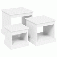 Tables basses 3 pcs blanc bois d'ingénierie Modèle Sirius Minimal - Bois manufacturé 816488