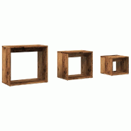 Tables gigognes 3 pcs vieux bois bois d'ingénierie Modèle Apex Vision - 856674