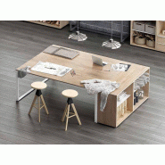 Table de coworking Hypérion II - avec armoire ouverte - Dimensions 200x100 cm / 200x120 cm / 240x120 cm - Garantie 5 ans