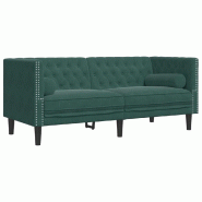 VidaXL Canapé Chesterfield avec traversins 2 places vert foncé velours Modèle Jervanel - 372685