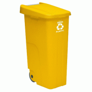 WellHome - Poubelle 110L avec Roues, Idéale pour le Recyclage du Plastique - jaune plastique WH0111