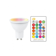 Ampoule gu10 led - 5w - rgb+blanc avec télécommande - réf r300851