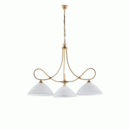 BeLight Lustre Dallas ivoire, effet décapé et or antique, verre albâtre d.13, 3 lumières, éclairage élégant et discret - beige 8050713213541