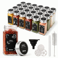 CLP Lot de 24 pots à épices carrés Acier inoxydable HBT: 10,5x4,5x4,5 cm Argent Acier inoxydable - inox 326905