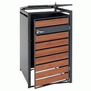 Décoshop26 - Abris poubelle vérouillable pour une poubelle ou deux poubelles métal anthracite aspect bois de cerisier marron foncé 04_0007003 - ma Décoshop26 - Abris poubelle vérouillable pour une poubelle ou deux poubelles métal anthracite aspect bois de cerisier marron foncé 04_0007003 - ma