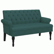 Décoshop26 - Banquette banc avec dossier capitonné accoudoirs 120 x 62 x 75,5 cm en tissu vert DEC024662 - 3000254835325