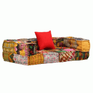 Décoshop26 - Coussins de sol poufs modulaire chaise longue en tissu 2 places en tissu Patchwork DEC021231 - 3001425669602