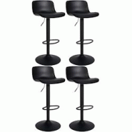 Décoshop26 - Lot de 4 tabourets de bar hauteur réglable et siège pivotant avec siège en plastique et PVC noir métal noir 10_0004493 - noir 300025 Décoshop26 - Lot de 4 tabourets de bar hauteur réglable et siège pivotant avec siège en plastique et PVC noir métal noir 10_0004493 - noir 300025
