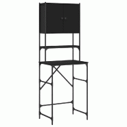 Helloshop26 - Armoire de machine à laver compacte rangement salle de bain 68 x 48,5 x 194 cm en bois noir 02_0049393 - noir métal 3000235820982