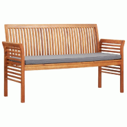 Helloshop26 - Banc de jardin meuble de patio d'extérieur terrasse 3 places avec coussin 150 x 60 x 90 cm  bois d'acacia massif 02_0011316 - Bois mass