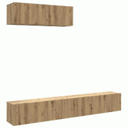 Helloshop26 - Lot de 3 meubles TV muraux bois d'ingénierie grand espace de rangement 100 x 30 x 30 cm en bois chêne artisanal 02_0055882 - Bois mass