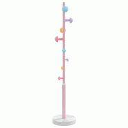 Helloshop26 - Porte-manteau sur pied pratique 172 x 35 x 35 cm 8 patères et base stable style moderne en fer rose 02_0047597 - rose 3000234864567
