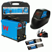 Kit Poste à souder 200A Inverter MMA IGBT + Masque de soudure + 65 Électrodes Rutile : Ø2.5x300 / Ø3.25x300mm AWELCO - bleu 8004386600757