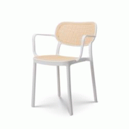 Kosmi Chaise de salle à manger blanche style vintage avec accoudoirs - 3760301693895 Kosmi Chaise de salle à manger blanche style vintage avec accoudoirs - 3760301693895
