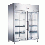 Romux® Armoire Réfrigérée Négative 2 Portes Vitrées 148 cm avec Refroidissement Froid Ventilé en Acier Inox Capacité de 1300 L - 6 Étagères