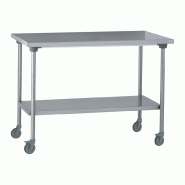 Table inox - Largeur L (L=1210-1610mm) - Avec étagère basse, Sur Roulettes Inconnue TBEBSRL