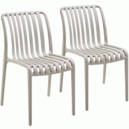 Tectake - Lot de 2 chaises de jardin Alcudia empilables, résistantes aux intempéries - taupe/gris - plastique polypropylène 406043 Tectake - Lot de 2 chaises de jardin Alcudia empilables, résistantes aux intempéries - taupe/gris - plastique polypropylène 406043